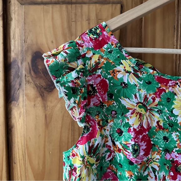 Skue Floral Ruffle Cap Sleeve Top Blouse Tie Back - Large - Picture 4 of 11